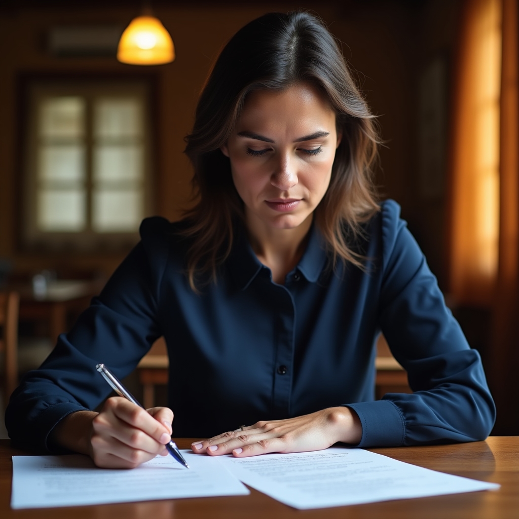 Participant reviewing a credit contract during the training session